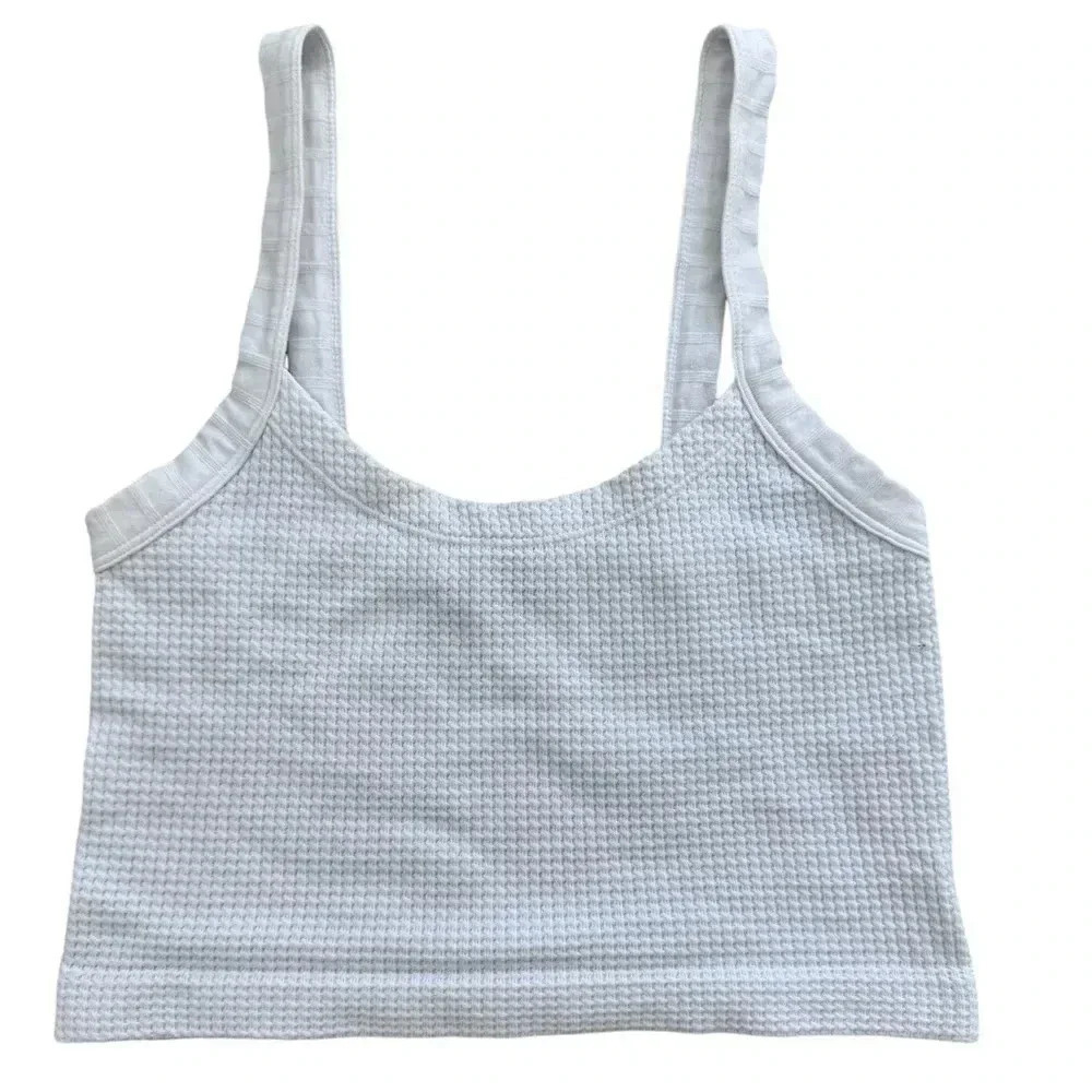 White Ribboned Crop Top / Tank Top - Super Stretchy Size Small